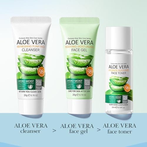 Aloe Vera Skin Care Set Aloe Vera Travel 3-Piece Set Facial Cleanser Aloe Vera Gel Face Toner Soothing Moisturising Facial Travel Size Skincare — view 5