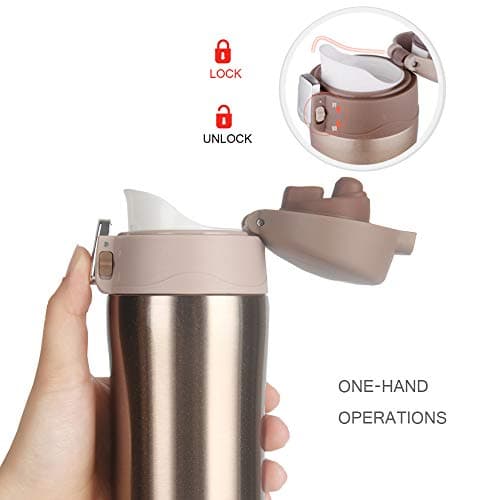 FAPPEN Double Walled Vacuum Flask Thermo, 500ml Stainless Steel Insulated Water Bottle, Flask for Hot and Cold Drinks, Travel Coffee Mug, Sports Water Bottle, Drinks Cup (Gold) — view 4