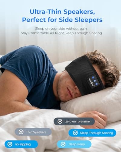MUSICOZY Breathable Sleep Headphones Bluetooth Headband for Side Sleepers — view 2