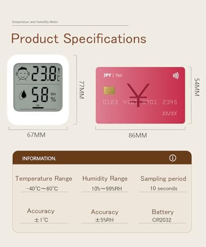 Digital Hygrometer Baby Room Thermometer Indoor Reptile(2 Pack White AAA — view 6