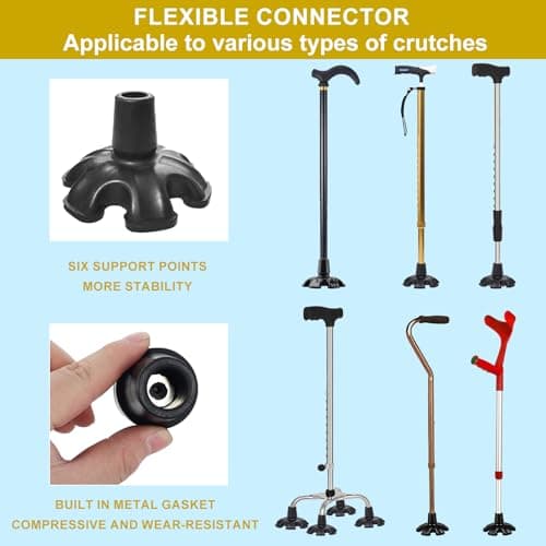 ACHANFLY Walking Stick Rubber Ferrules Standing Cane Tip 19 mm 6 Point Support Rubber Cane Tip Non-Slip Self Standing Support Base Foot Pad Replacement Cane Crutch Pad for Walking Sticks and Canes — view 4