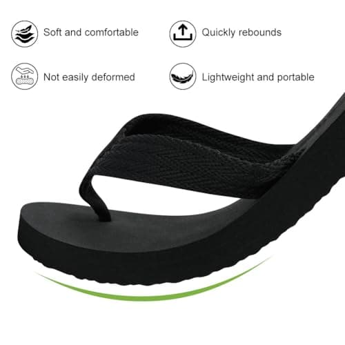 BSBUY Unisex Flip Flops Mens Flatform Beach Flip-Flop EVA Slippers Ladies Girls Yoga Mat Cushion Thong Sandals Beach Travel Platform Sandals Slip-Resistant Flat Flip Flops for Shower(UK:11-12) — view 6