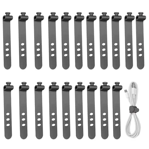 Reusable Silicone Cable Ties - Cable Straps - 20 Pack Three Hole Cord Organizer | for Headphone Charging Digital Cables | Free Holder for Home Office Travel, Silicone 2.87 Inches — view 4