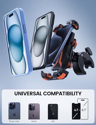 Lamicall Motorbike Phone Holder, [Dual Anti-Shock] Bike Phone Holder Orange — view 5