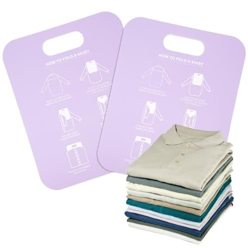 STOBAZA PP Garment Folder 2 Pack Shirt Packing Liner Board for Collared Shirts, Space Saving Folding Board for Drawers and Suitcase, 11.99 x 9.96 in