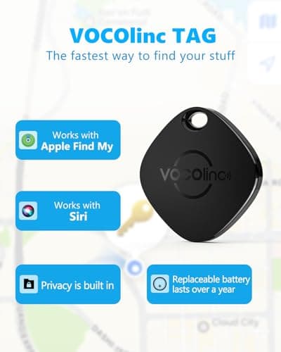 VOCOlinc Air Tracker Tag Key Finder 2 Pack, Luggage Tracker Compatible with Apple Find My App (iOS Only, not Support Android), Battery Replaceable, Bluetooth Item Locator for Keys, Suitcases, Bags — view 2