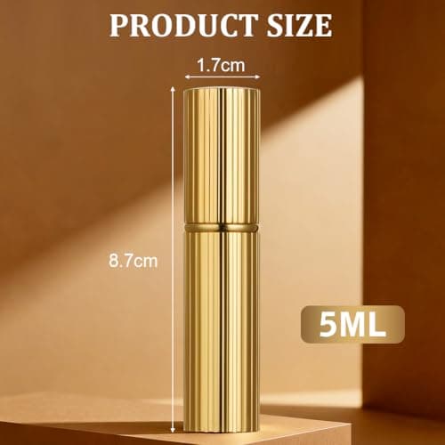 AUYAO 5ml Perfume Atomiser Perfume Travel Bottle Mini Perfume Atomiser Bottle Refillable Bottles Portable Mini Spray Travel Bottle Portable Perfume Dispenser for Purse Handbag Pocket Luggage(Gold) — view 2