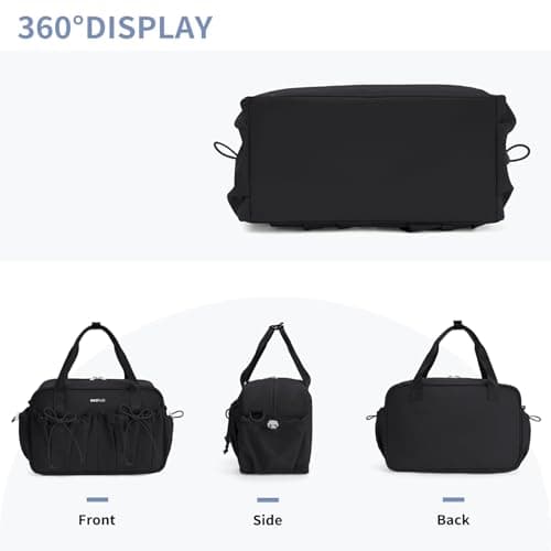 ECOHUB Small Gym Bag for Women, Mini Sports Bag with Wet Compartment Black — view 6