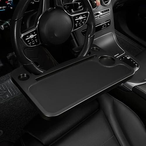 Car Steering Wheel Tray – Multifunction Vehicle Organizer Board, Compact Steering Mounted Table, Laptop Support, Practical Interior Addon For Commuting Breaks Remote Tasks Road Trips — view 4