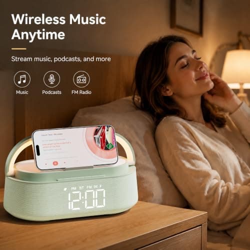 Bluetooth Speaker with Wireless Charger, Portable Radio for Bedroom — view 6