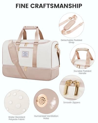 LOVEVOOK Weekend Bags for Women, 50L Large Maternity Hospital Overnight Travel Duffle with Toiletry Bag, Gym Yoga Bags with Shoe Compartment & Wet Pocket, Hand Luggage Bag for Travel Sports — view 4