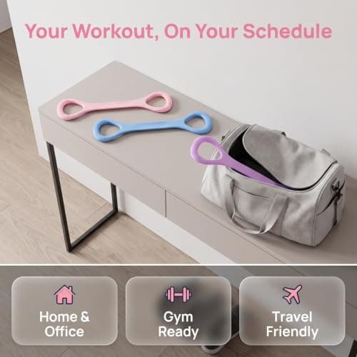 3-Pack 8-Shaped Resistance Bands Arm Back Shoulder Exercise Elastic Rope with Handles for Yoga Pilates Stretching Fitness Band for Women and Men Home, Office & Travel Fitness Training Workout — view 4