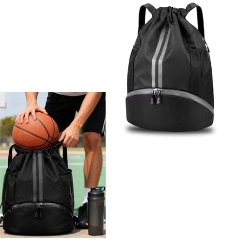 Drawstring Gym Bags,Lightweight Sports PE Bag,with Shoe Compartment — view 6