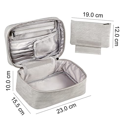 EXERZ Makeup Bag with Detachable Pouch Water Resistant PU Travel Case Grey — view 3