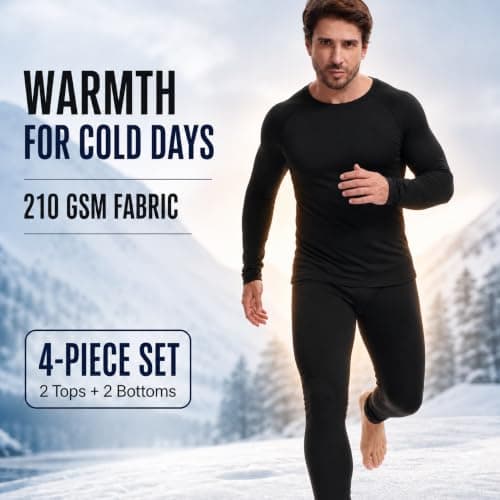 Stathmon Men's Thermal Underwear Set Mens Thermals Top Bottoms — view 4