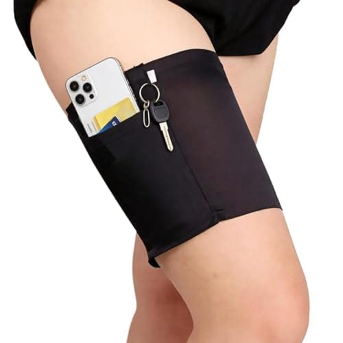 Leg Phone Holder - Thigh High Pocket Socks, Stretch Fabric Hidden Storage Stockings, Non Slip Leg Strap Organizer | Invisible Carry Holder For Phones, Cards, Cash, Jewelry, Keys & Travel — view 6