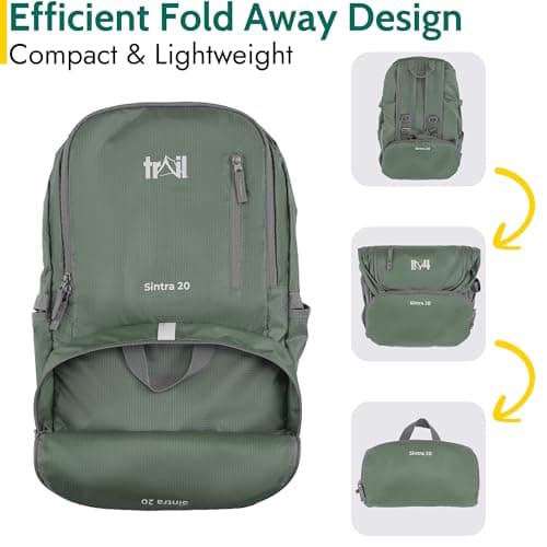 Trail Foldable Backpack, Lightweight Packable Rucksack, 20L, Green — view 4