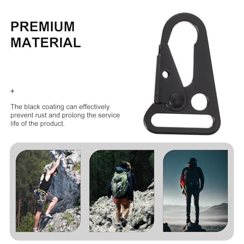 12pcs Zinc Alloy Carabiner Hook for Webbing, Black, Sturdy — view 3