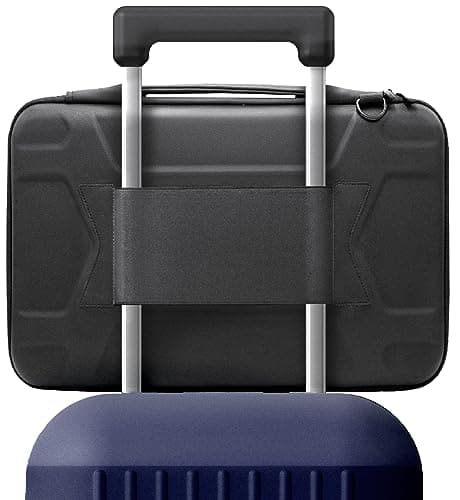 ENCASED Hard Case Laptop Travel Bag for 13” and 14” inch Computers/MacBooks with Luggage Sleeve - Carrying Handle, Padded Shoulder Strap (Black), Black