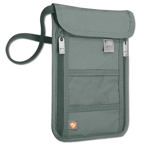 Lewis N. Clark RFID Neck Stash, Charcoal, One Size, RFID Blocking Stash Neck Wallet, Travel Pouch + Passport Holder for Women & Men
