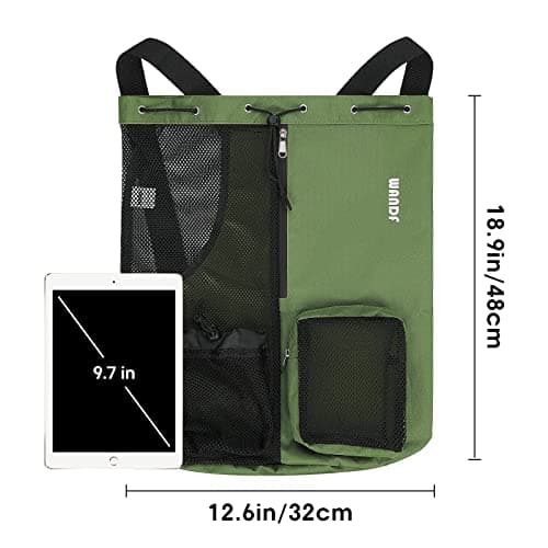 WANDF Swim Bag Mesh Drawstring Backpack with Wet Pocket for Swimming, Gym, and Workout Gear (Dark Green) — view 5
