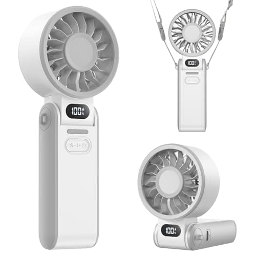 LIPETY Portable Turbo HandHeld Fan - Mini Hand Held Fan 4000mah Battery Operated USB Rechargeable Personal Foldable Powerful Fans for Travel Camping Outdoor Office School Home