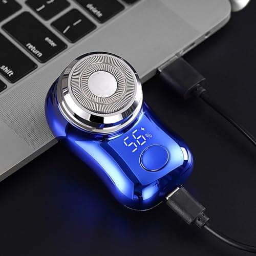 Compact Portable Shaver for Men USB Rechargeable Wet & Dry Grooming with Precision Ideal Travel Trimmer Facial Hair Remover Smooth Tool (Blue, One Size) — view 4