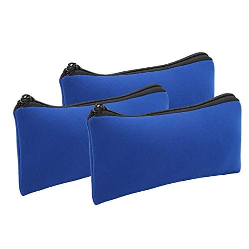 Masyrt Pencil Case, Pack of 3 Neoprene Mountaineering Storage Pencil Case Bag Camping Soft Wear-Resistant Pen Bag (Blue)