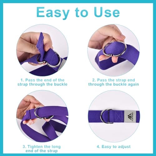 Flintronic Yoga Strap, Yoga Strap, 1 x 1.85 m Yoga Strap, Stretching Yoga Band with D-Ring, 100% Cotton, Yoga Accessories, Fitness Stretch Strap for Beginners and Advanced Users for Yoga, Pilates — view 6