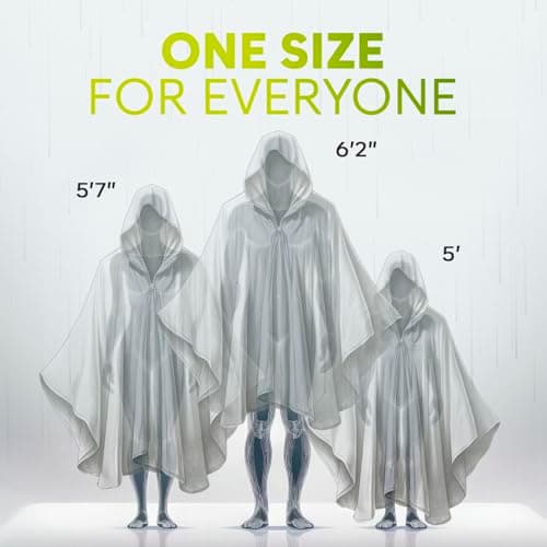 ZENO Rain Poncho Waterproof Adult - Festival Poncho - Waterproof, Disposable, Clear with Hood - Emergency Rain coat for Hiking, Cycling, Camping, Concert - Pack of 6 — view 4