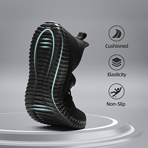 SK·TRIP Women's Walking Shoes Lightweight Breathable Flying Woven Mesh Upper Casual Jogging Shoes Ladies Tennis Shoes Workout Footwear Non-Slip Gym Sneakers for Women, Allblack, 5.5 UK — view 3