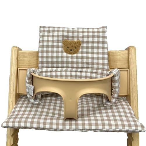Seat Cushion for Stokke Tripp Trapp High Chair, Non-Slip High Chair Seat Cushion Set, Organic Cotton Baby Seat Cushion, Replacement Cover Seat Cushion for Highchair, Baby Chairs with Bag (02)