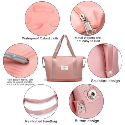 WUBAYI Travel Bag,Expandable Bilayer Overnight Bag Large Capacity Weekend Bag Dry & Wet Seperated Travel Bags for Women Foldie Travel Bag with Trolley Sleeve Duffel Bags for Women & Men — view 3