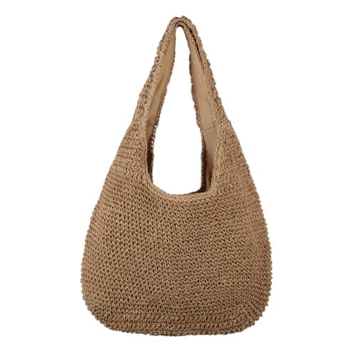 LUI SUI Straw Tote Bag Summer Beach Shoulder Bag for Women, Weave Large Capacity Casual Hand-woven Purse