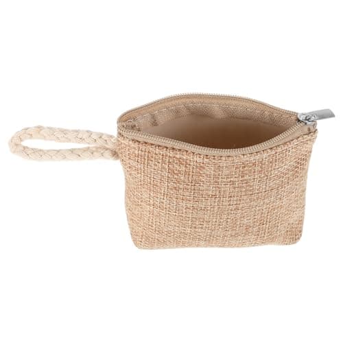 TOYANDONA Compact Beige Travel Pouch for Women, Cotton and Linen Coin Wallet with Zipper, Easy to Clean Money Purse Suitable for Daily Use and Portable Organiser