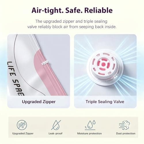 4 Pack No Pump Vacuum Storage Bags, 2 Large 80x100cm & 2 Medium 50x70cm Extra Thick Reusable Compression Space Saver Bags for Clothes Duvets Bedding Travel Wardrobe Storage — view 3