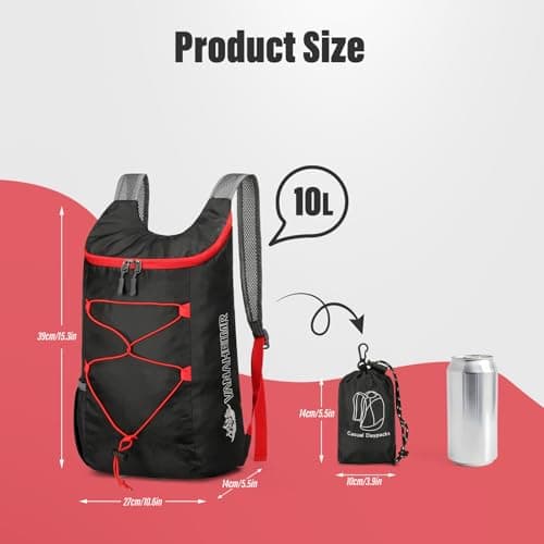 Sahunfri 2 Pcs Ultra Lightweight Backpack, Foldable Backpack Water Resistant Travel Rucksack, Multi-Functional Foldable Backpacks Womens Men For Camping, Hiking, Biking (Black Royal-blue) — view 6