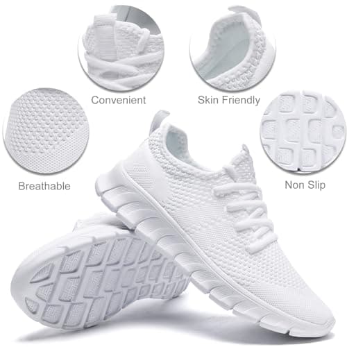 Mens Trainers Running Shoes Slip on Sneakers Walking Gym White Size 10.5 — view 5
