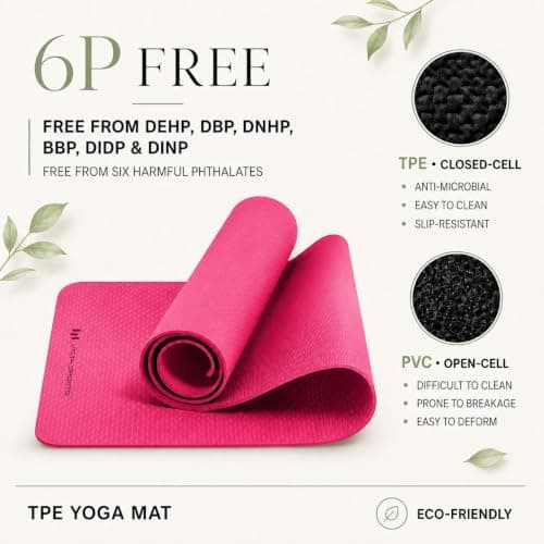 Non-Slip 6mm TPE Yoga Mat with Carry Strap for Home, Gym & Travel — view 2