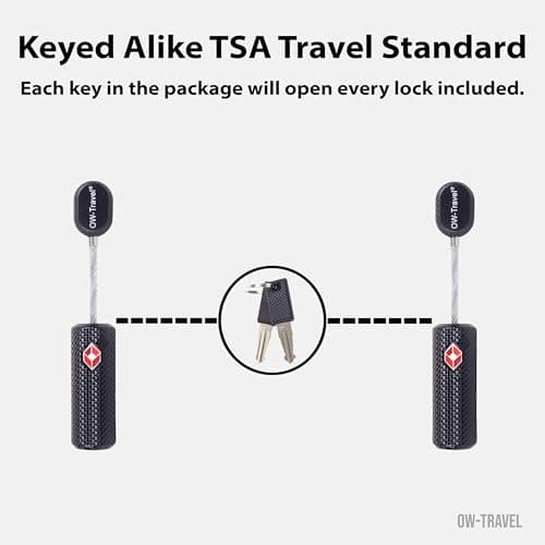 OW-Travel Suitcase Locks with Keys, TSA Approved Luggage Padlocks, Black 2 — view 3