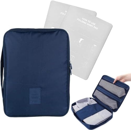 EQLEF® Wrinkle-proof Shirt and Ties Travel Storage Bag Shirt Carrier Portable Shirt Organizer With Handle For Travel Packing Business Trip (Blue)