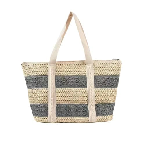 HZHYMBD Straw Bag Women's Neutral Straw And Case Bag,straw Beach Bag-grey-39cm*32cm*15cm