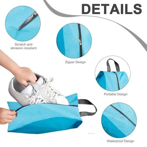 Travel Shoe Bags, 5PCS Shoe Bags for Travel, L Size Shoes Storage Bag, Unisex Shoe Pouch for Travel or Home Storage(Blue) — view 3