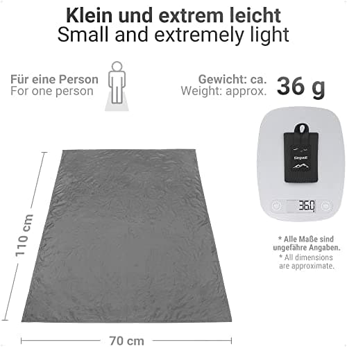 Siegvoll Mini Pocket Beach Mat Picnic Blanket 70 x 110 cm (Grey) — view 2