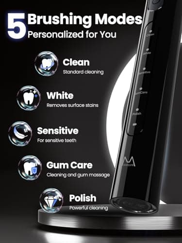 Marlincare Electric Sonic Toothbrush for Adults, 180 Days Life (Black) — view 2