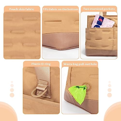 Petsfit Dog Carrier for Small Dogs up to 4kg, Soft-Sided Pet Travel Bag with Safety Leash & Storage Pockets, for Vet Visits & Short Trips,Khaki — view 4