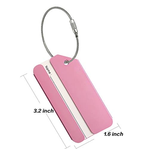 Aluminum Luggage Tag for Luggage Baggage Travel Identifier By Ovener (Pink 2 Pcs) — view 5
