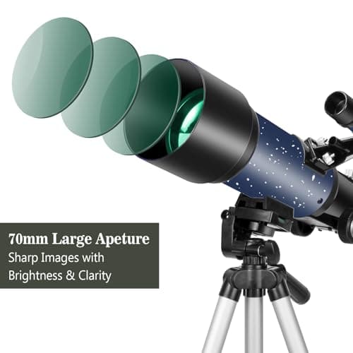 Telescope for Adults Beginners, 70mm Aperture 400mm AZ Mount Fully Multi-Coated Optics Refractor Portable Telescopes, Travel Telescope with Tripod and Phone Adapter-Blue — view 2