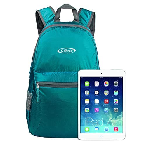 G4Free 20L Foldable Backpack Lightweight, Small Waterproof Backpacks Rucksack for Women Men, Nylon Daypack for Walking Hiking Travelling, Turquoise — view 3