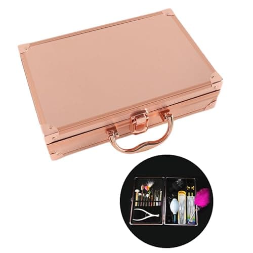 Teruyol Aluminum Alloy Tool Box, Make Up Tool Organizer Ear Pick Tool Box,Metal,Briefcase Container Cosmetic Case for Outdoor, Rose Gold — view 5